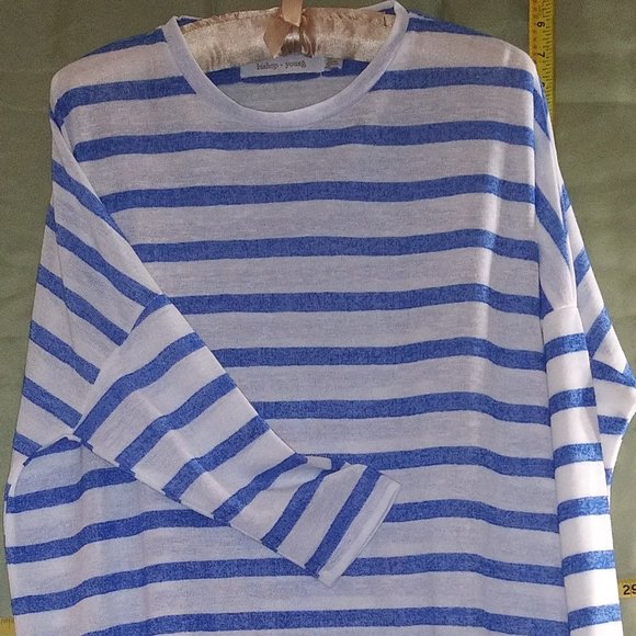 Blue and White Striped Sweater Top by Bishop & Young, size Large - Picture 7 of 12